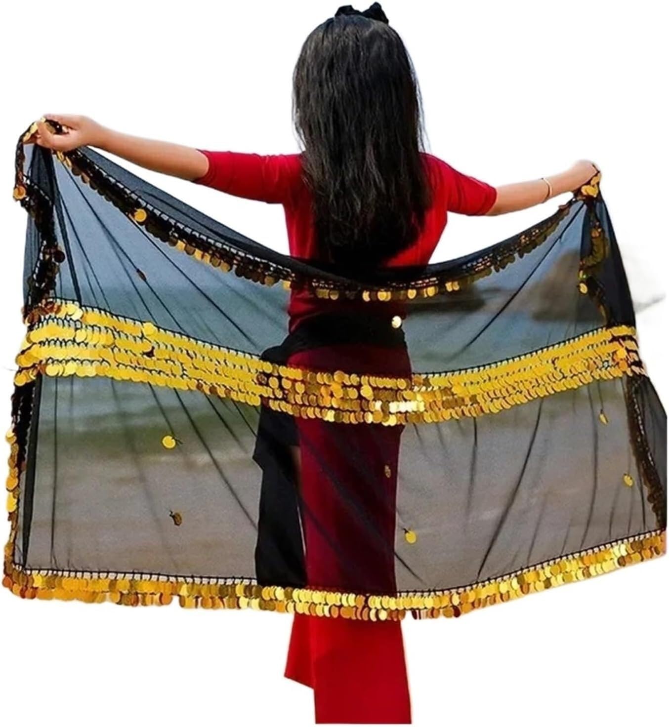 SSDDLZEQ Stage performance version Sequinned Belly Dance Veil Accessories For Stage Performances
