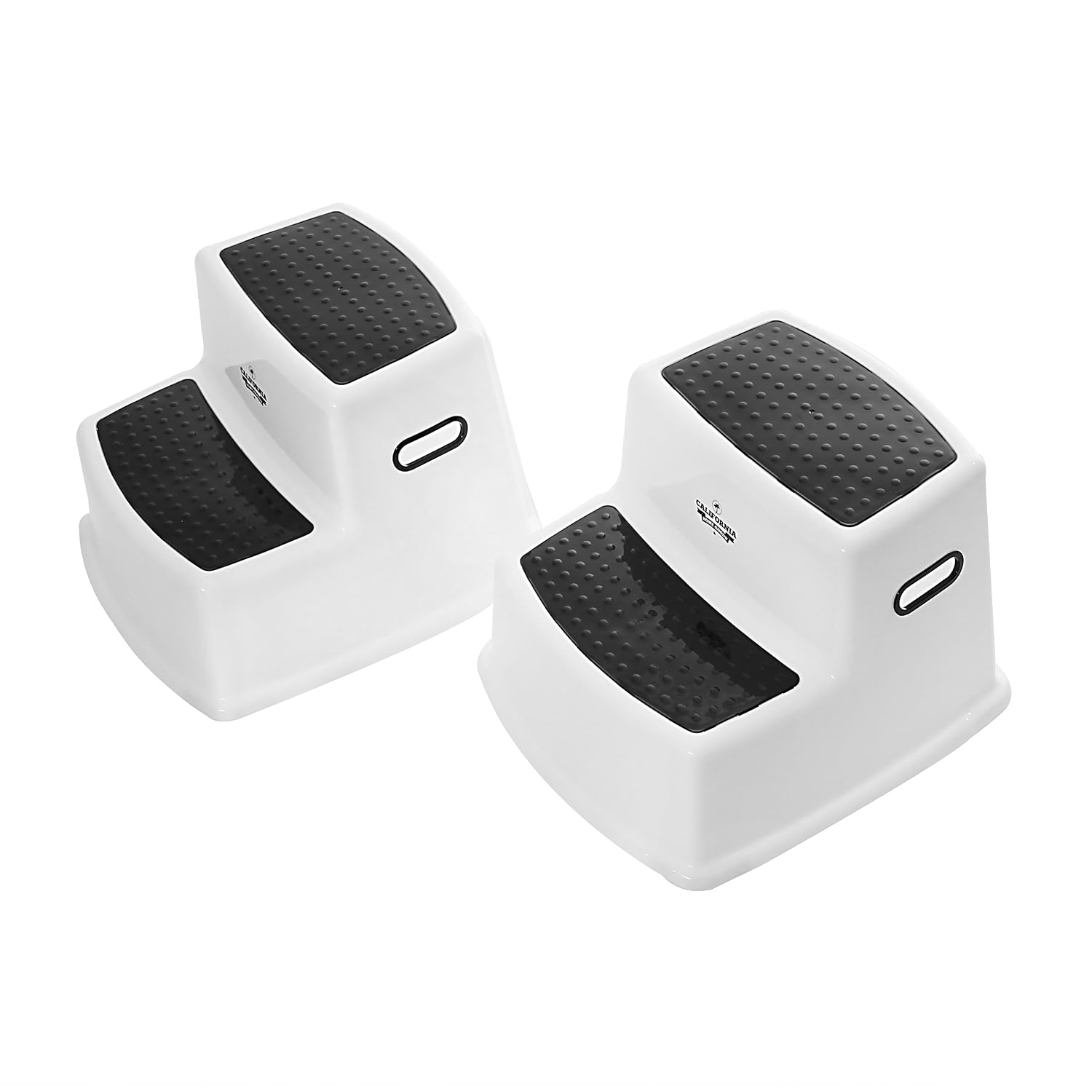 California Home Goods (2 Pack) Dual Height Step Stool for Toddlers & Kids, Potty Training Stool for Bathroom, Kitchen, Two-Step Design with Soft-Grips, Stepping Stool for Toddlers (Black)