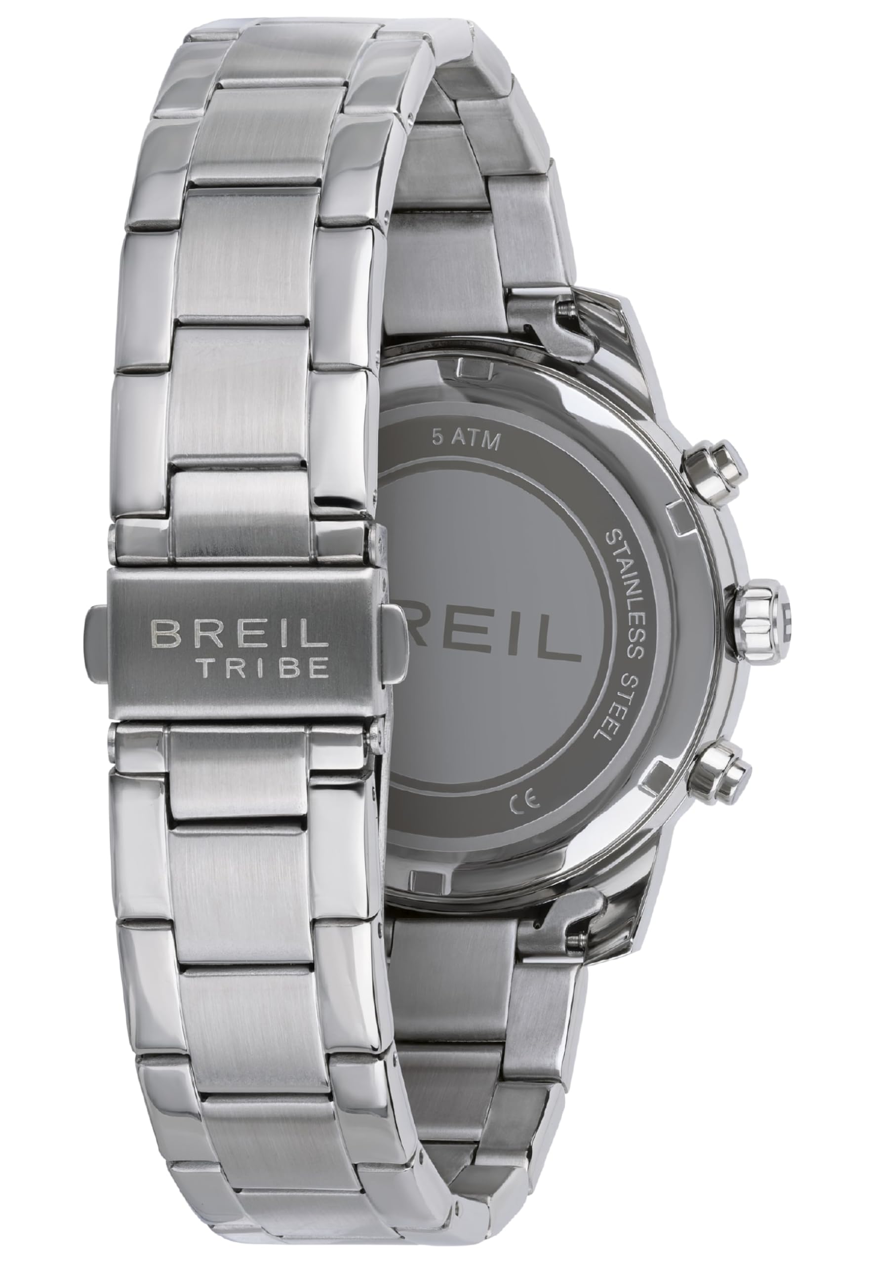 Breil, Collezione Caliber, Orologio Uomo con Bracciale e Cassa in Acciaio Lucido Resistente all'Acqua, Movimento al Quarzo PE902, Cassa 43 mm, Chiusura con Pulsanti