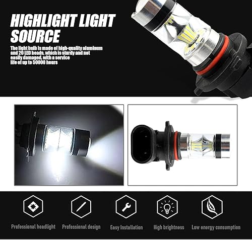 Miniatura 4 de Paquete de 2 bombillas LED antiniebla 90059006 para automóvil, luces de haz bajo de 12 V, 100 W, luz delantera de 6500 K, luces de circulación