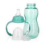 Nuby New 3 Stage Ultra Durable Tritan Grow with Me No-Spill Bottle to Cup, 10 Oz, Teal