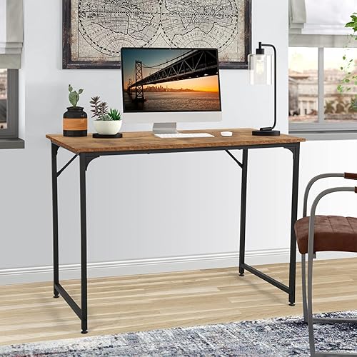 Miniatura 9 de YYkokocat Escritorio para computadora de 39 pulgadas, escritorio pequeño de estilo moderno y simple, mesa de computadora, escritorio de estudio,