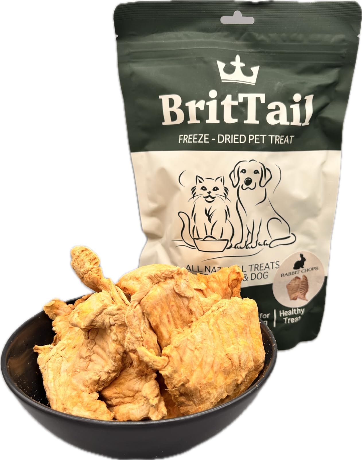 BritTail Freeze-Dried Rabbit Chops for Cats and Dogs