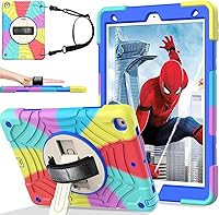 Vista 1 de BMOUO Funda para iPad de 9ª/8ª/7ª generación de 10.2", correa de mano giratoria a prueba de golpes para iPad de 9ª/8ª/7ª generación con soporte