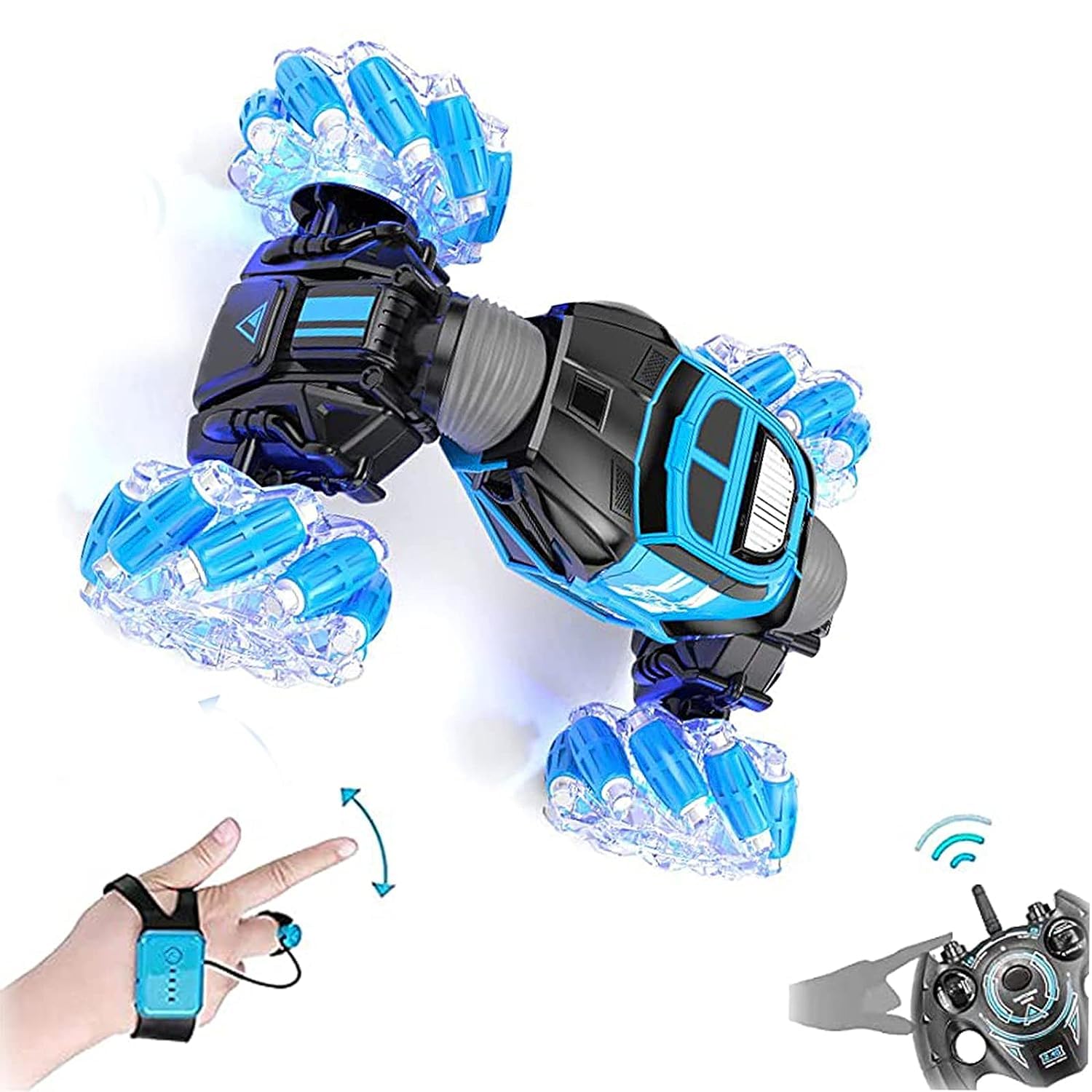 Teekanall Gesture RC Car, 4WD 2.4GHz RC Gesture RC Car, Double Sided Rotating Buggy 360° Flip with Light Music, Birthday Toy Car for Boys and Girls