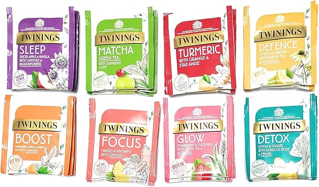 Twinings Superblends Assortment Custom Mixed Selection Gift Set Total 24, 8 Delicious Flavours 3 Foil Wrapped Tea Bags of Each Flavour