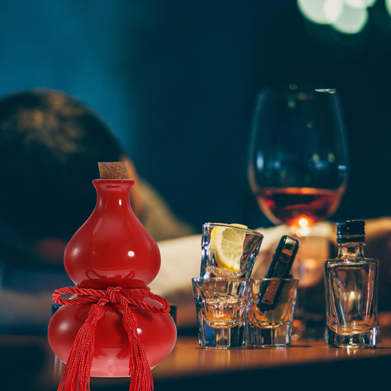 Amazon.co.jp: EXQUIMEUBLE 陶器製密封酒瓶 赤瓢箪形 飲料保存容器