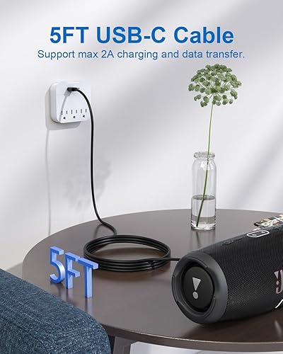 Miniatura 4 de Cable de carga rápida USB C de 5 pies para JBL Clip 4 Clip 5, GO 3 GO 4, Flip 5 Flip 6 Flip 7, Charge 4 Charge 6 Charge 5, Tune 520BT 770NC 720BT,