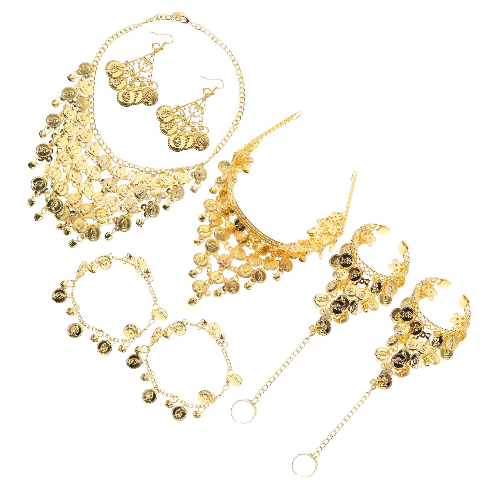Accesorios para danza del vientre con acabado dorado elegante: juego de joyería GALPADA 8