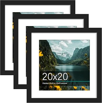Picrit 20x20 Black Picture Frame, Poster Frame for Wall, 3 Pack.