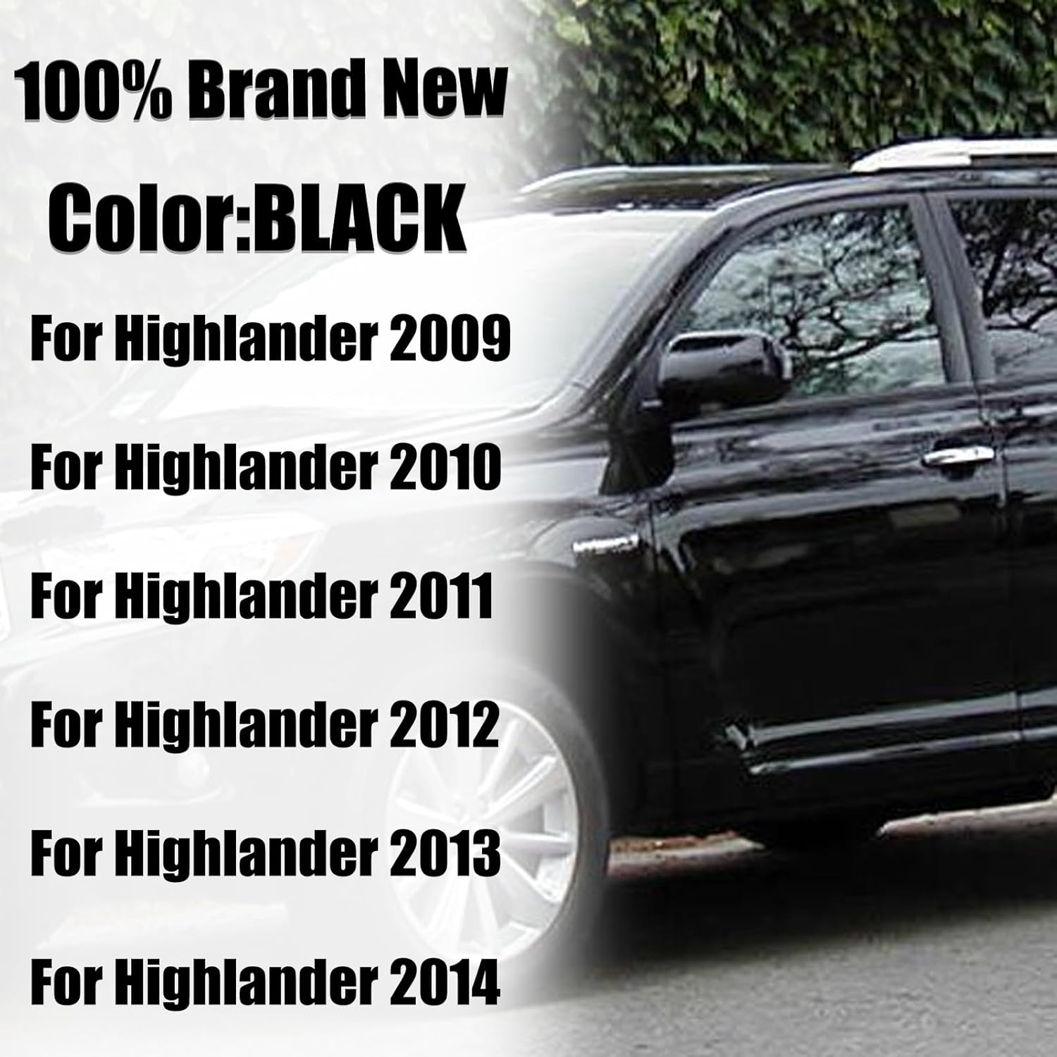 Rear View Mirror Cover Cap Fit for 2009-2014 Toyota Highlander Exterior Mirror Covers Decoration Trims (Black)