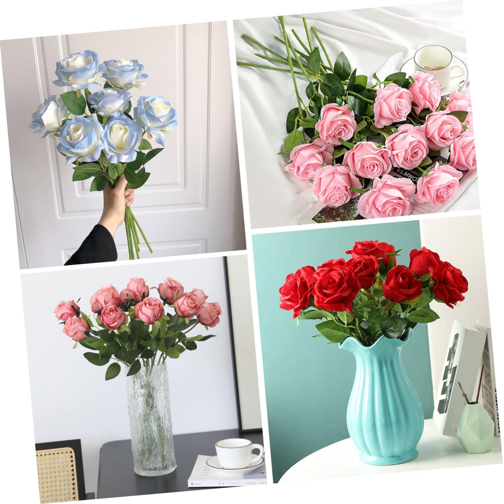 Tofficu 150 Pezzi Artificiale Verde Flessibile per Composizioni Fai da Te Corto per Decorazioni Bouquet e Creativo
