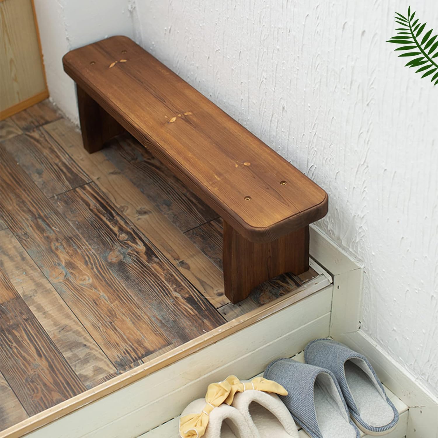 Wooden Bench,Wooden Garden Patio Bench,Outdoor Patio Chair,All Weather Couch,for Indoor Outdoor Patio Garden Yard Park,Carbonization Color(Size:90 * 20 * 35cm)