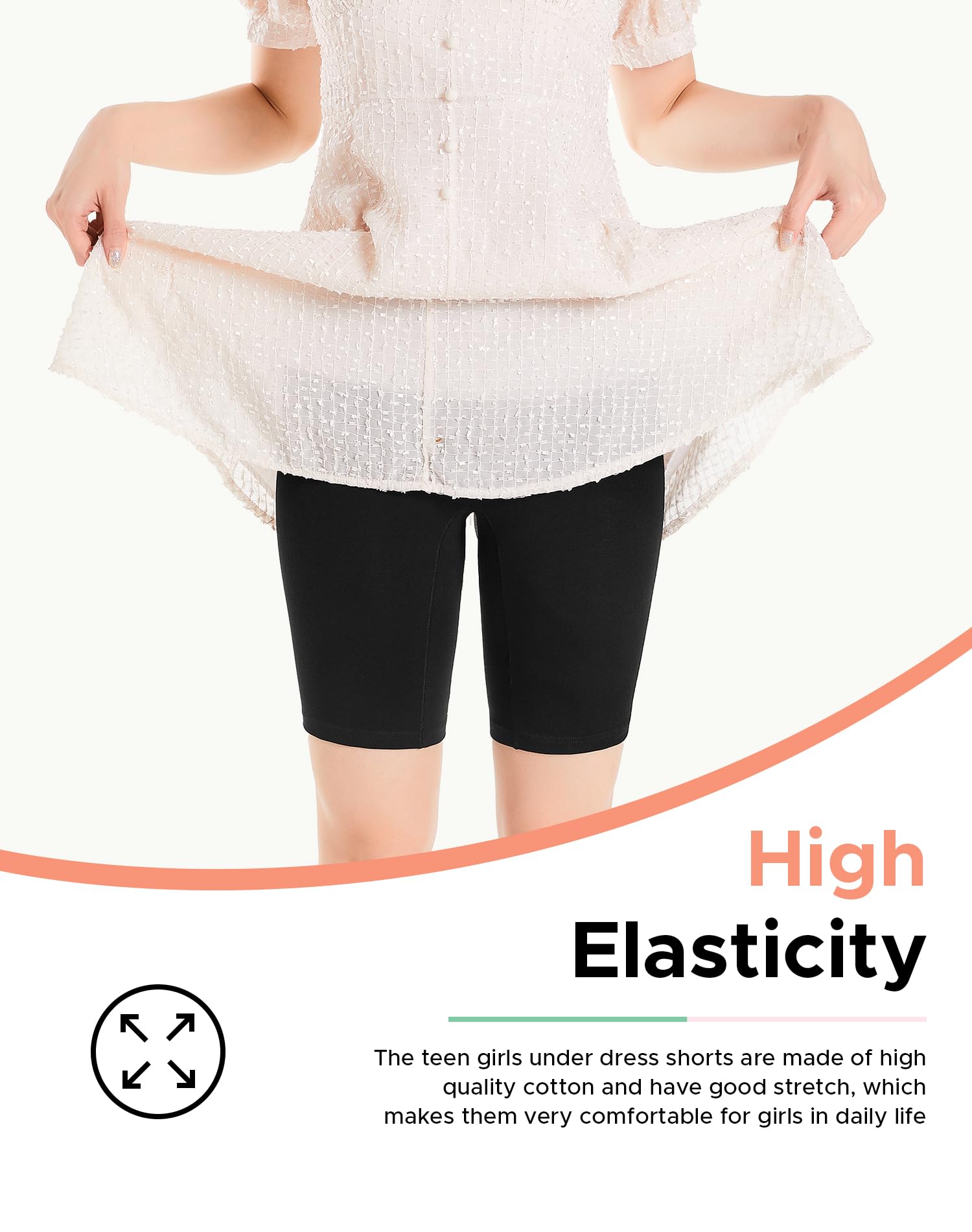 INNERSY Girls Bike Shorts Black Cotton Dance Slip Shorts for Running Walking Biking Sports 3 Pack(10-12 Years, 3 Black)