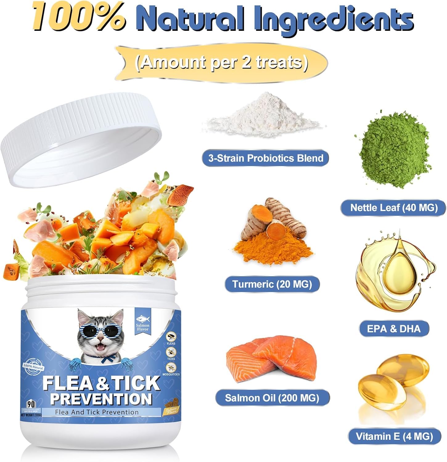 Bailey & Buddies Compléments Alimentaires Anti Puces et Tiques pour Chats | Premium | Omega 3, Probiotiques | Formule Vétérinaire Britannique | Saveur Poulet | 135g