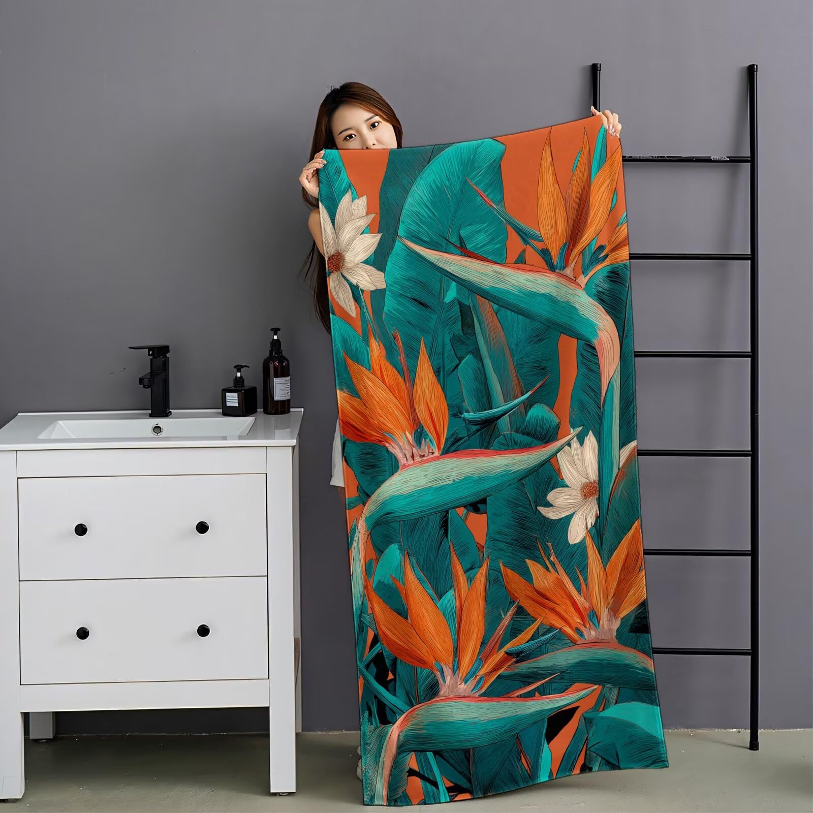 2 duże rozmiary, 100 x 220 cm, zielony, szybkoschnący ręcznik z mikrofibry, bez piasku i plażowy, lekki podróżny, kompaktowy ręcznik kempingowy z torbą do przechowywania, chłonny, dla kobiet, mężczyzn