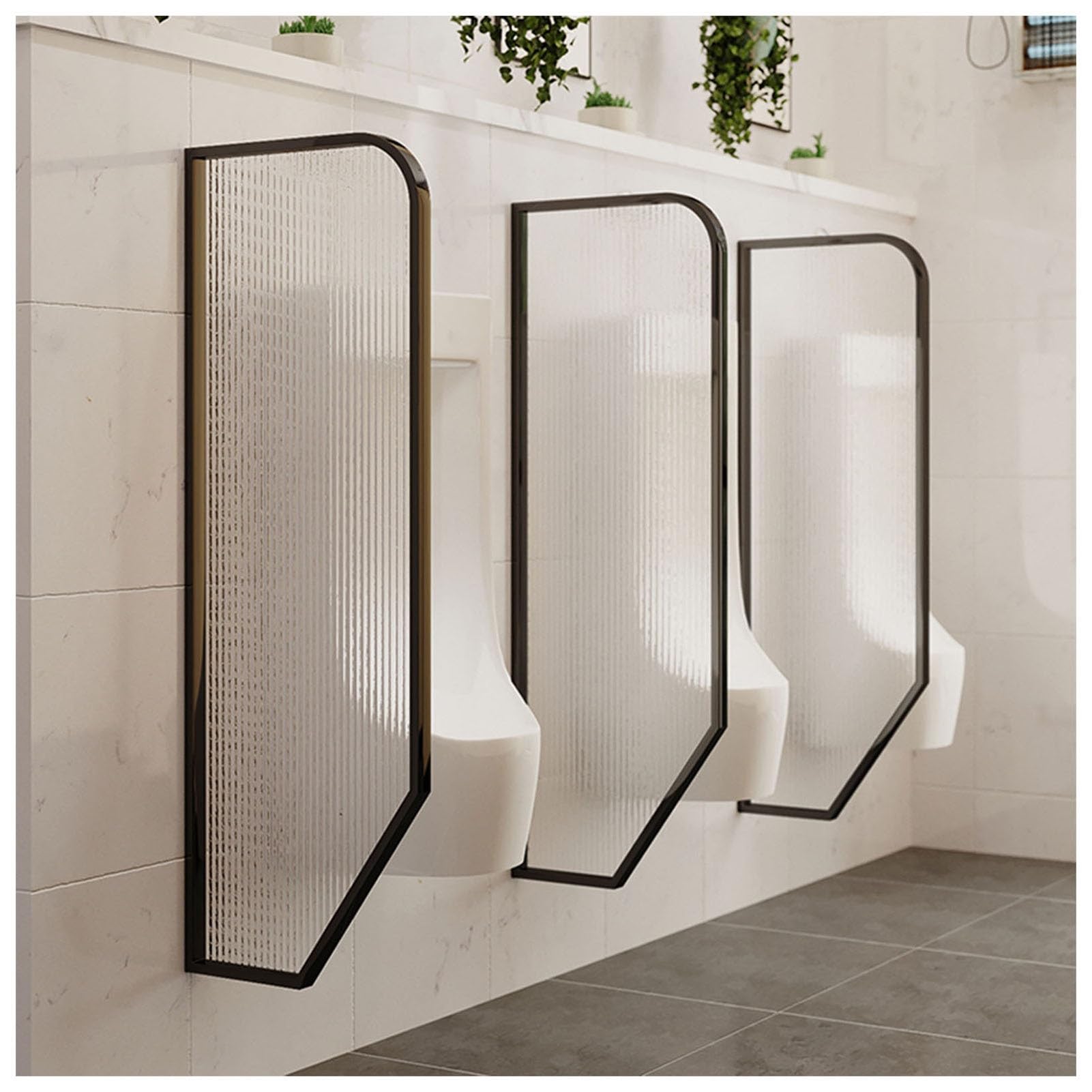 GTHTUHFD Privacy Urinal Partition Tempered Glass Bathroom Baffle For Squat Toilets 39.37/47.24In Ideal For Public Restrooms Durable & Easy To Install 1 Piece,Black-47.24 x 15.74in