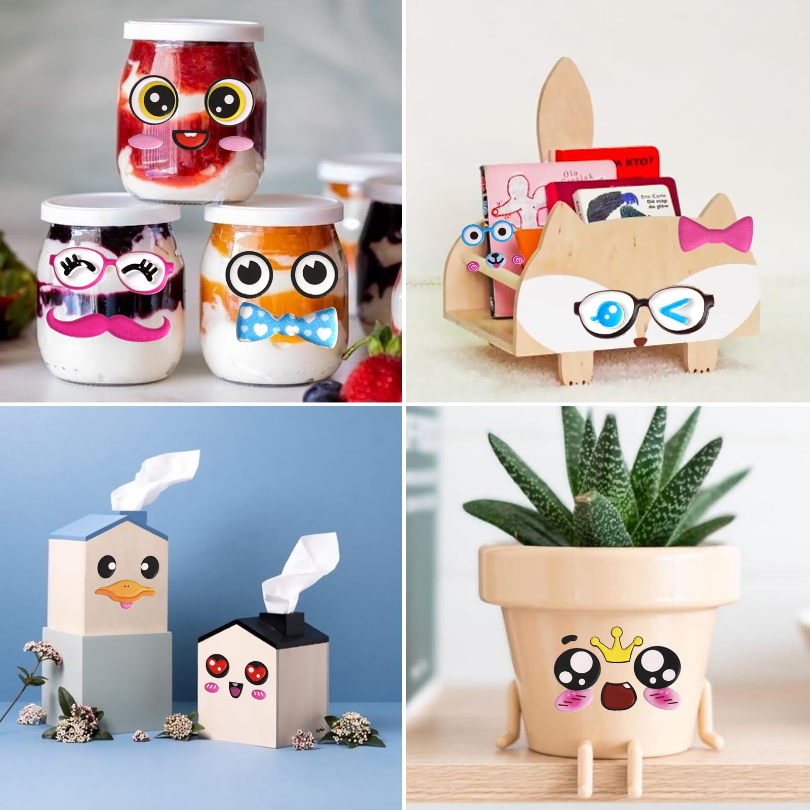 Jactales Puffy Googly Eyes Stickers for Kids Crafts,Sticky Foam Eyeball Stickers,Wiggle Eye Stickers with Mouth Nose - Self Adhesive, Assorted Sizes: Small and Large,Easy Peel and Stick on,4 Sheets - Image 6