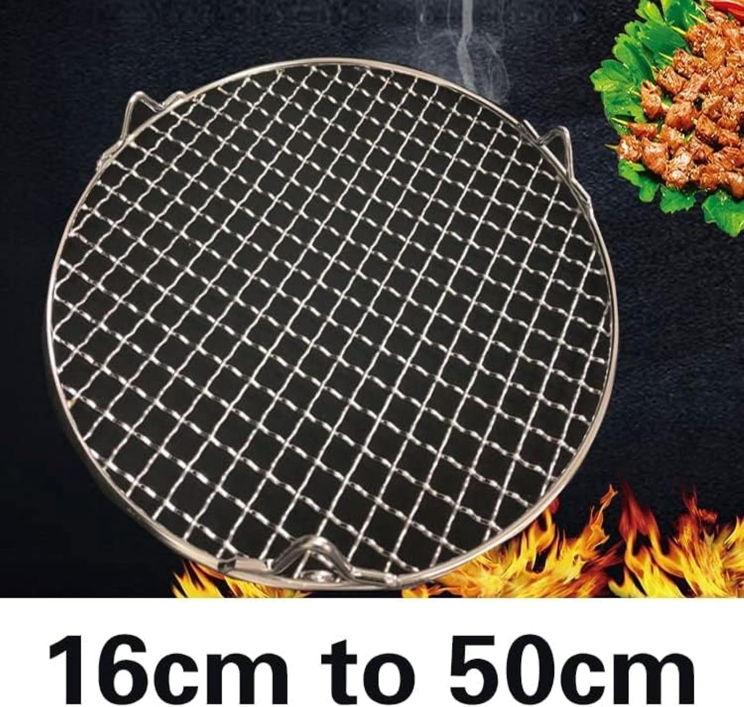 Okrągła siatka grillowa ze stali nierdzewnej 304 z siatkami do grillowania stojak chłodzący stojak do pieczenia parą bezdymny pokrowiec na rożen, 19 cm