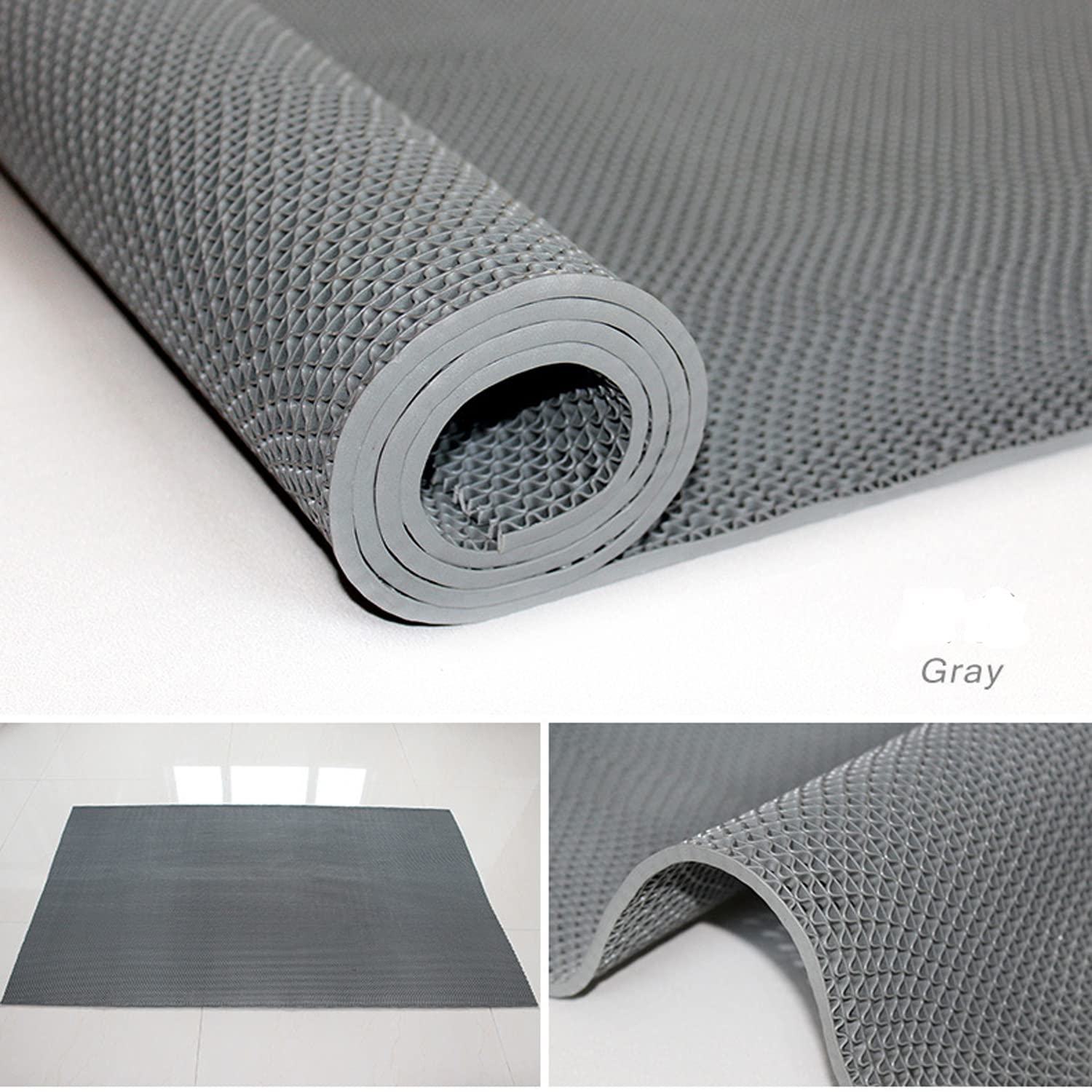 Alfombra antideslizante para exteriores, 3 x 0,9 m, drenaje antideslizante, para suelos de jardín, exteriores, alfombra de goma resistente para baño, piscina, hoteles, cocina (gris)