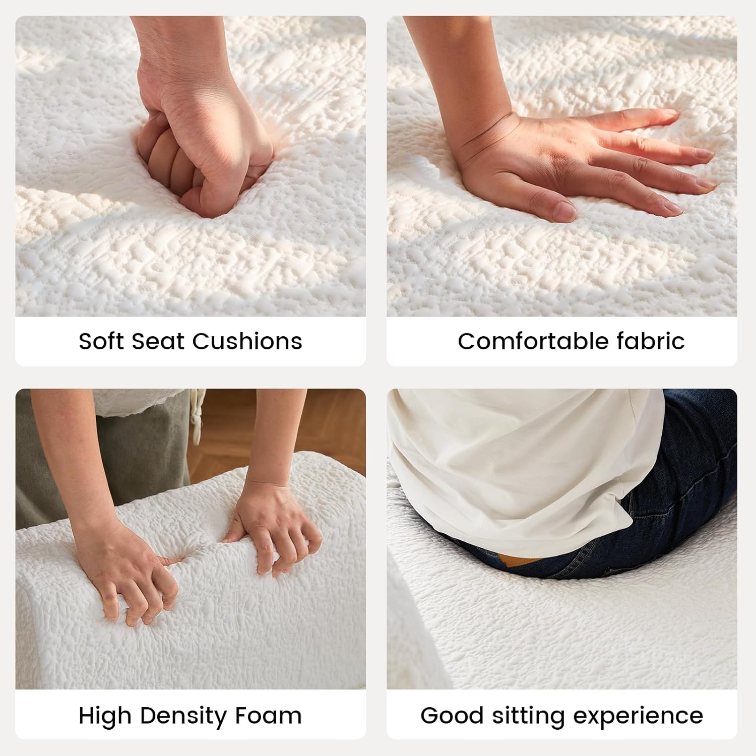 80" White Loveseat Sofa for Living Room, Comfy Cloud Couch Deep Seat Chenille Modern 2 Seater Small Sofa with Thick Cushion, No Assembly Required for Small Spaces