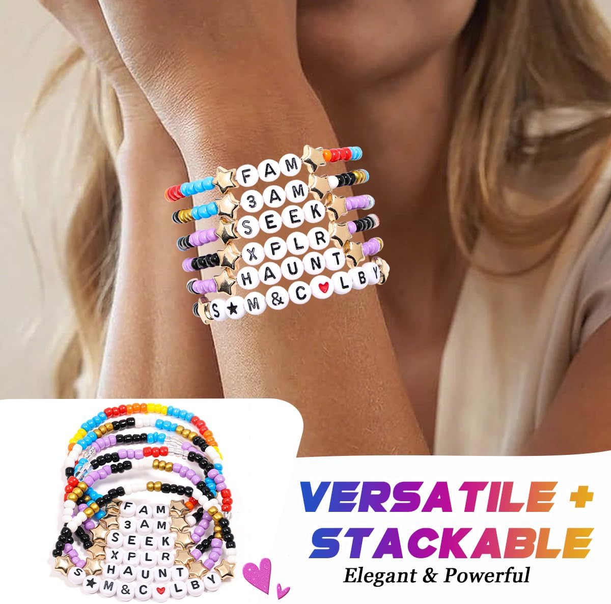 AICase for Sam Merch Inspired Colb y Bracelets 6 Pcs Stackable Stretch Friendship Beaded Bracelets Costume Cosplay Outfit Merchandise Jewelry Gifts for Fans Women Birthday Christmas_69 - Image 4