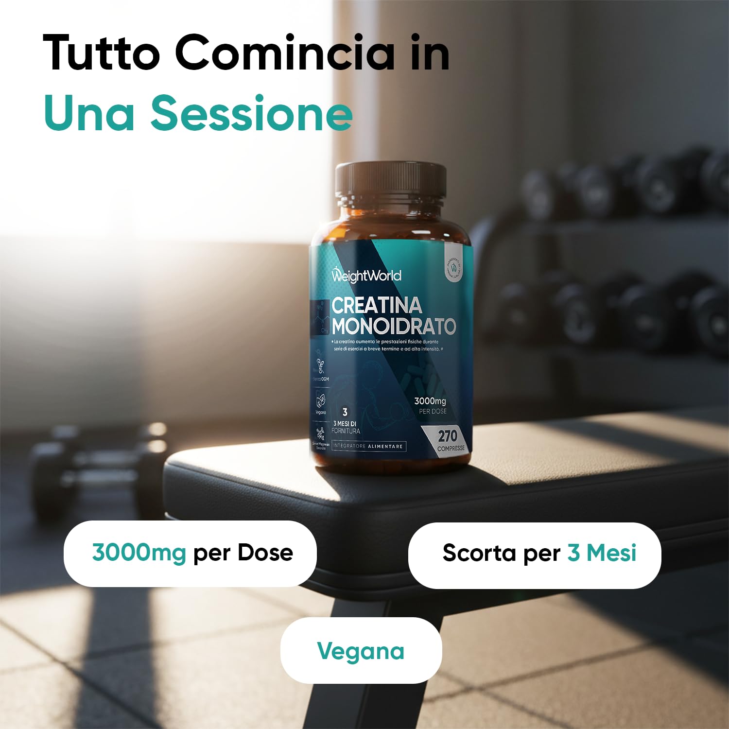 Creatina Monoidrata, BCAA 2:1:1, Omega 3 Olio di Pesce, Bundle, 240 Softgel + 270 Compresse + 180 Compresse, Omega 3 2000mg con EPA e DHA, Creatina Monoidrato 3000mg, Aminoacidi Ramificati 2000mg