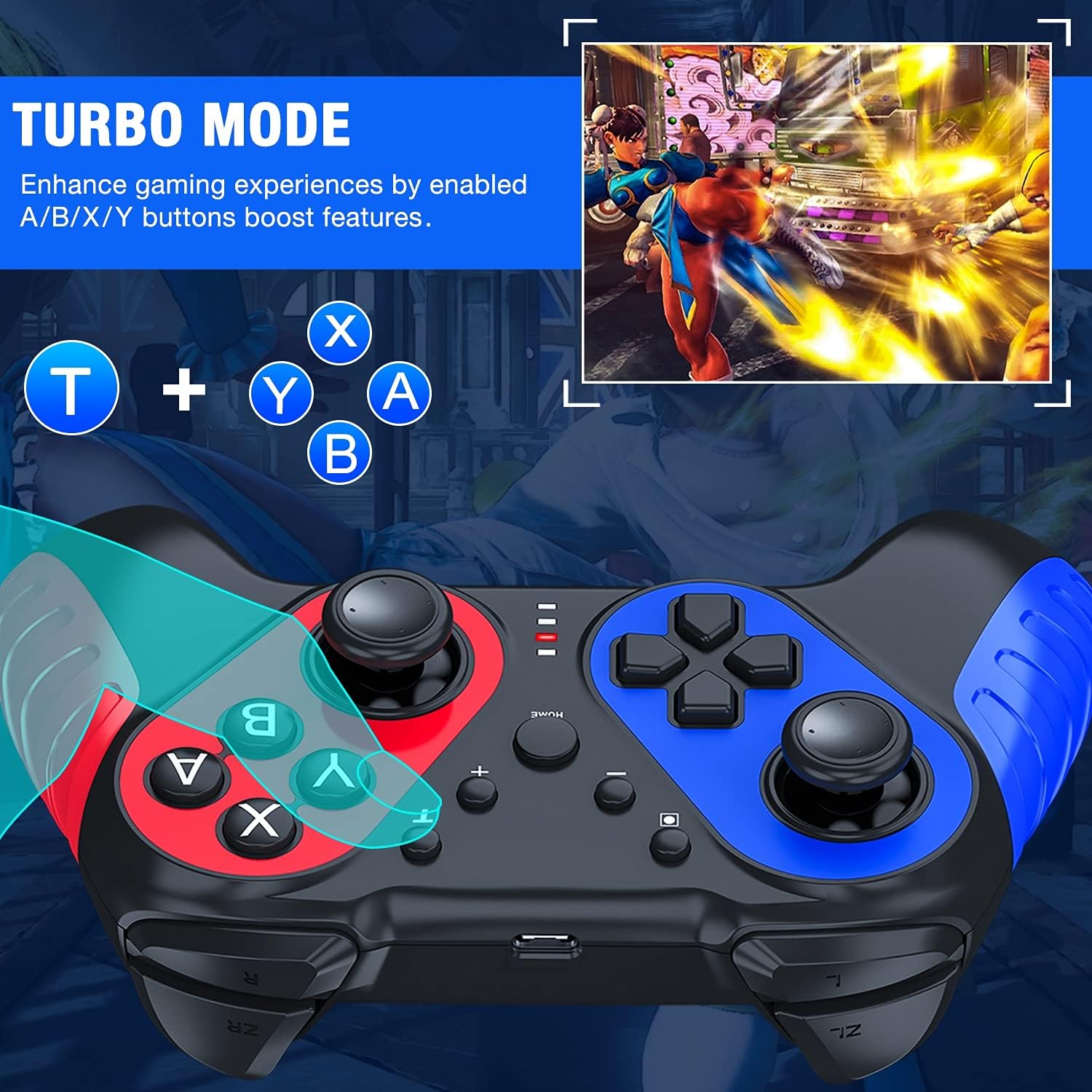 Wireless Switch Controllers Compatible with Nintendo Switch/Lite/OLED Game Console, Switch Pro Controller w/Turbo, Rumble, Motion Control, Screenshot, Echo Red/Blue Switch Remote Controllers : Video Games