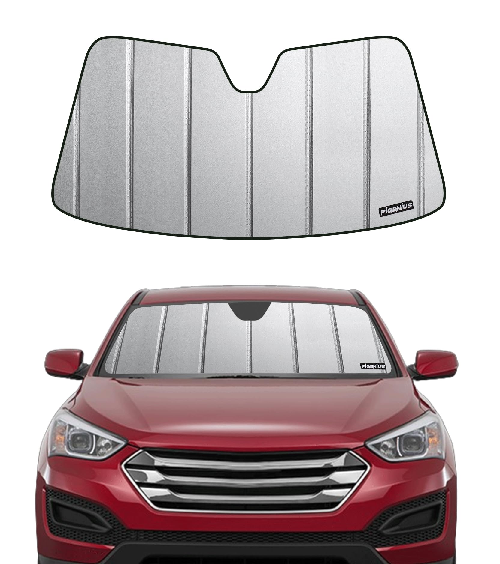 Pigenius Parasol para parabrisas para Hyundai Santa Fe 2013-2018, 2019 Santa Fe XL, con desempañamiento automático, parasol para ventana delantera, bloquea los rayos UV, protector de salpicadero