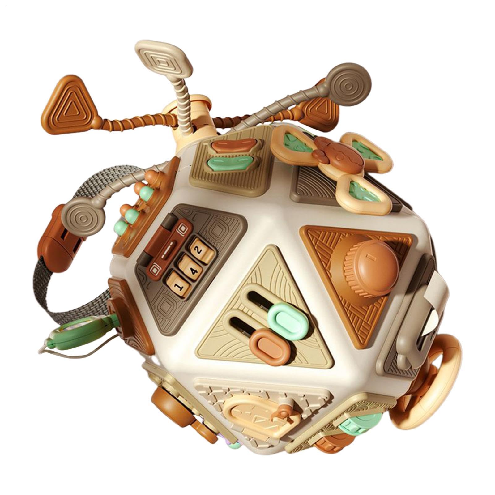 Cubo occupato per bambini, attività genitore-bambino, giocattolo | sensoriale per bambini, accessorio di apprendimento sostenibile, dimensioni 12 x 12 cm, per seggiolino auto, aereo, viaggi, a