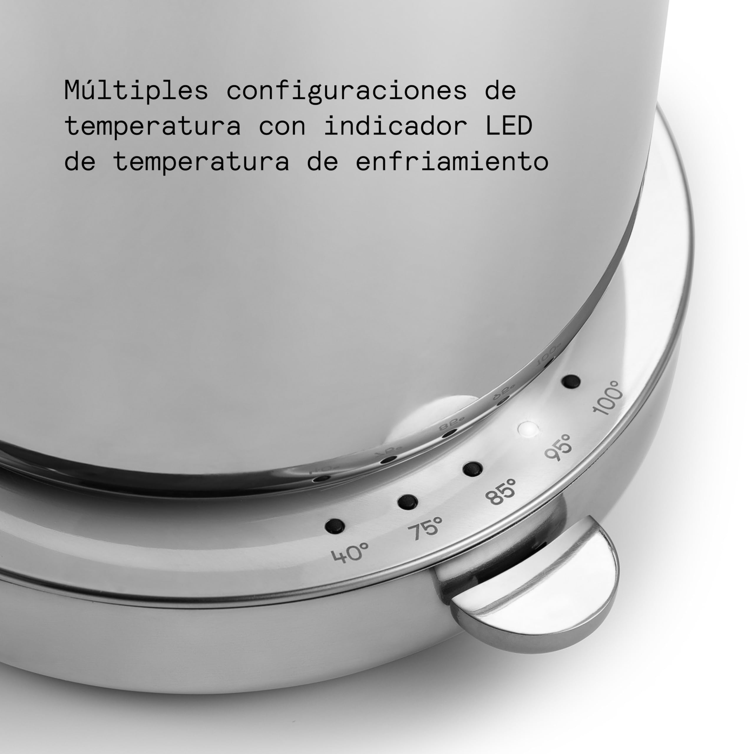 Aarke Hervidor de acero inoxidable con varios ajustes de temperatura, base giratoria de 360°, ebullición silenciosa y boquilla antigoteo, capacidad de 1,2 litros