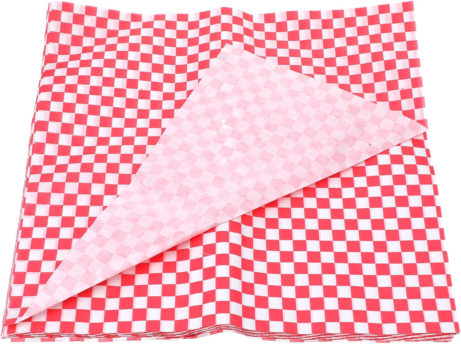 600 Pcs Sandwich Wrapping Paper, 15 x 15 Inch Red White Checkered Grease Resistant Deli Paper Sheets for Food Basket Liners Burgers Hot Dogs BBQ Picnic Party Supplies