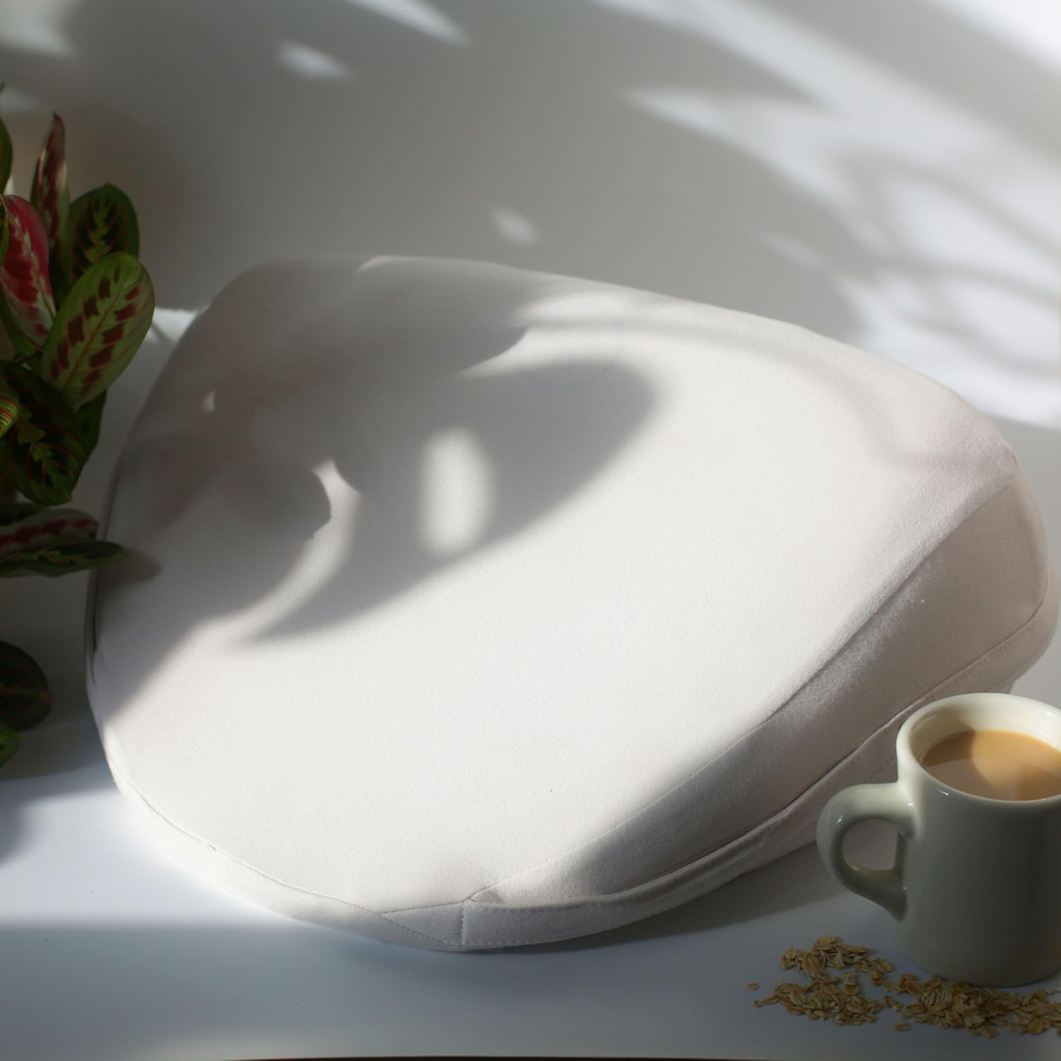 Dame Products Triangle Wedge Pillow for Couples - Support Cushion for Intimacy & Body Alignment - Bed Positioning Pillow with Washable Cover & Waterproof Liner - Oat Color