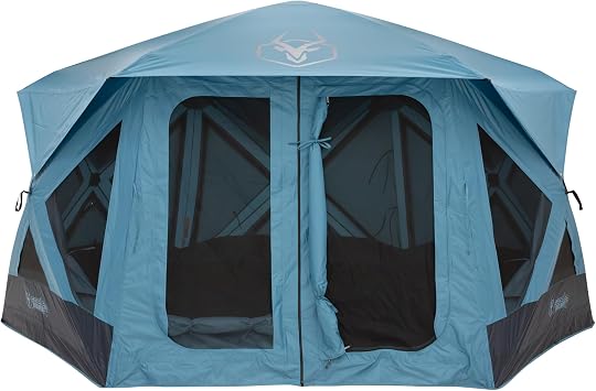 Gazelle TentsTM T-Hex Hub Tent Overland Edition, Easy 90 Second Set-Up, Waterproof, UV Resistant, TriTech Mesh, Removable Floor, All-Terrain Stakes, Duffle Bag, 7-Person, Pacific Blue, 85x 144x 136