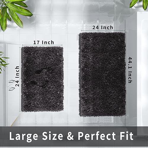 Miniatura 112 de Yimobra Juego de 2 alfombras de baño, alfombra de baño suave y absorbente y alfombra de inodoro en forma de U con respaldo antideslizante, alfombras