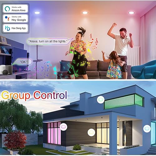 Miniatura 2 de Sumaote - Kit de luces descendentes LED de 5W, inalámbricas, con control por Bluetooth, empotrables, RGBWC, 5 en 1, para iluminación de techo,