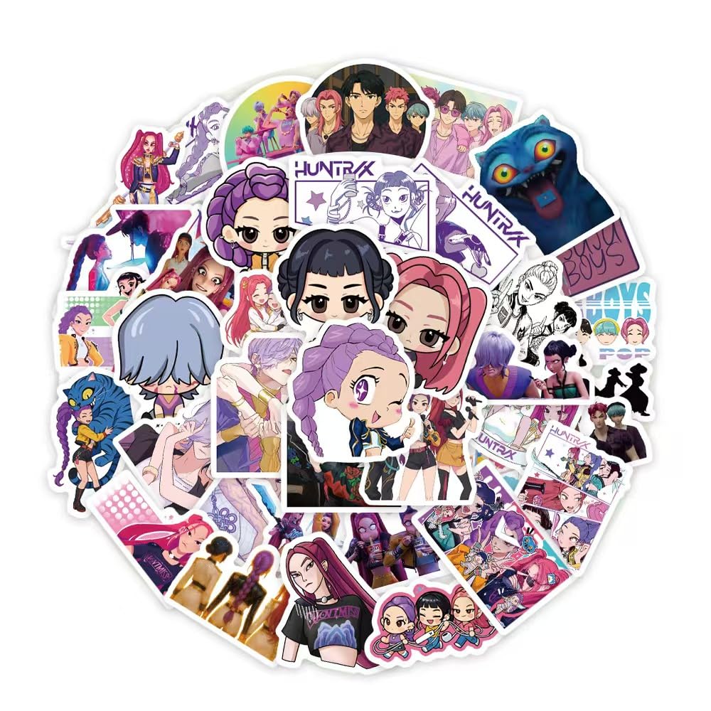 Demon Movie Hunters Stickers,74PCS Korean Idol Anime Style Stickers for Water Bottles,Waterproof Vinyl Decal for Teen Girl Adult Laptop Skateboard