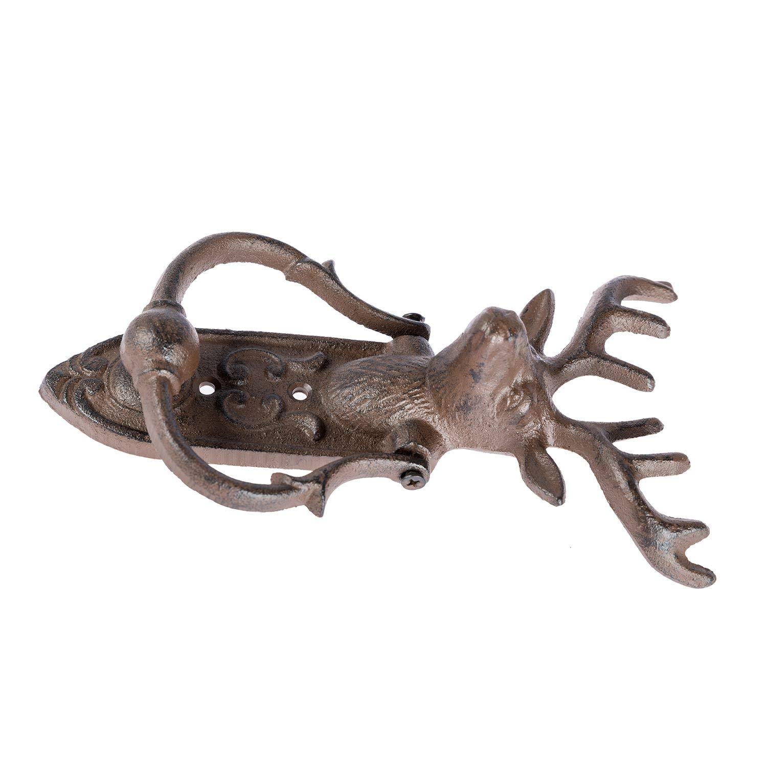 HOMESCAPES Heurtoir de porte décoratif en fonte marron - Tête de cerf