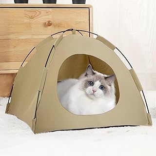 خيمة تيبي للحيوانات الاليفة من نالاكال، خيمة سرير للقطط والكلاب، خيمة للقطط والكلاب للاماكن الخارجية والداخلية، بيت لعب للكلاب والقطط مع وسادة قابلة للازالة والغسل وسهلة التجميع ومحمولة (مقاس M)
