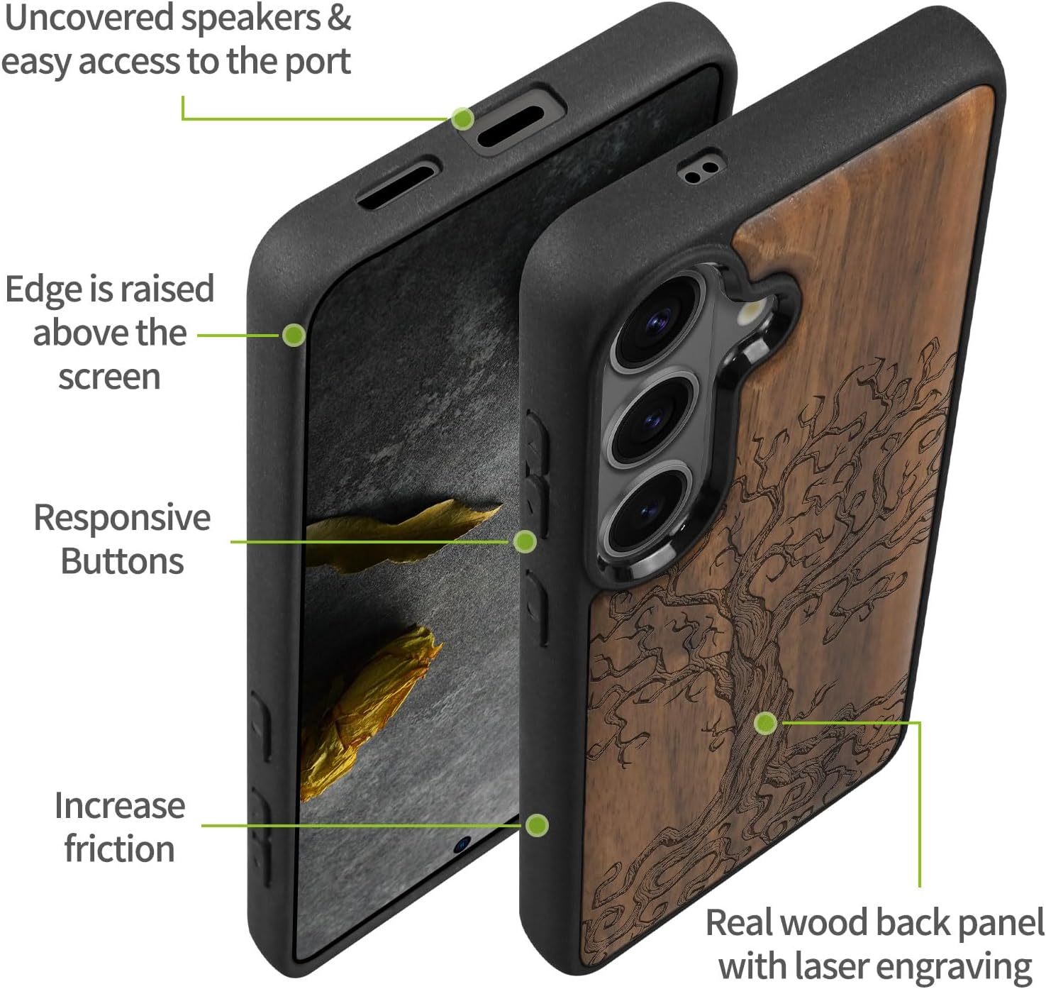 Carveit Magnetic Wooden Case for Galaxy S26+ Samsung S26 Plus Case, TPU Shockproof Cover & Wood Engraved, Compatible with MagSafe Wireless Chargers (Twisted Tree of Life) Walnut