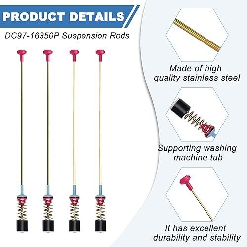 Miniatura 3 de WA22R7450AW DC97-16350P para Samsung Amortiguadores Lavadora/suspensión para lavadora paquete de 4, número de pieza AP6002547, se adapta a los