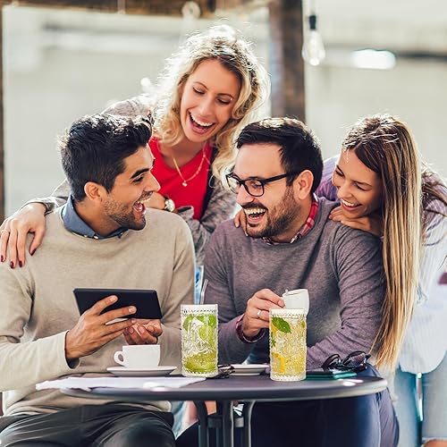 Miniatura 7 de Vasos para beber vintage, 8 vasos románticos de vidrio, vasos altos de 15 onzas, vasos altos de vidrio de agua, tazas de mojito, vasos de cóctel,