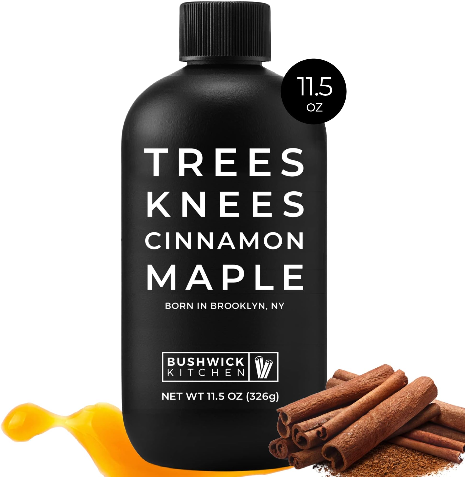 Trees Knees Cinnamon Maple Syrup - Grade-A Organic Maple Syrup Infused with Warm Spiced Cinnamon for Pancakes & Baking - Vegan, Gluten Free & Made in the USA - Pure & All Natural - 11.5oz