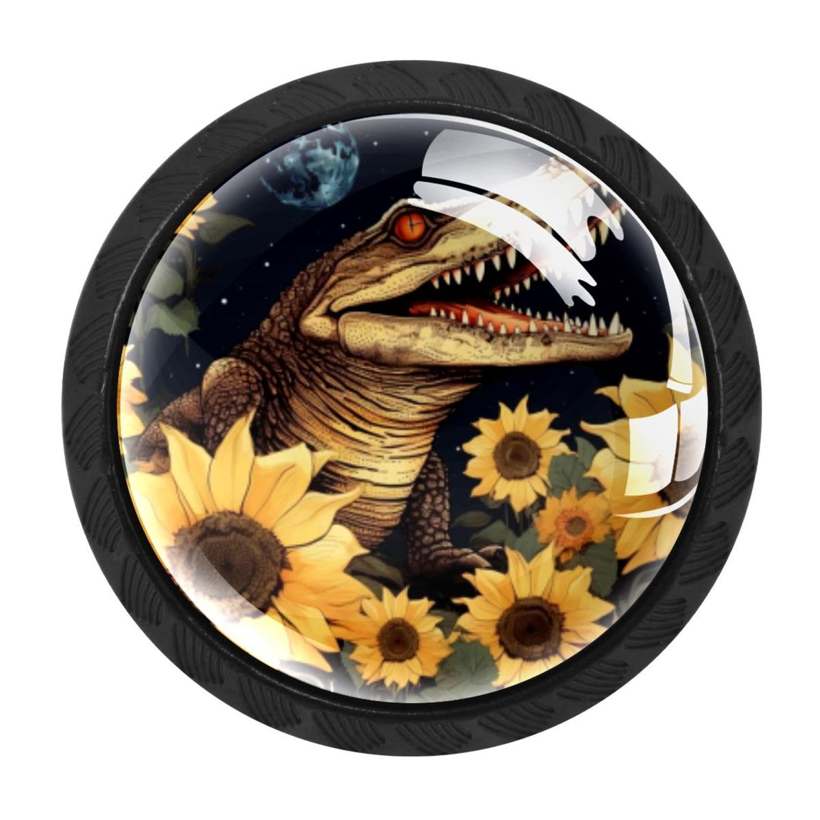 CHENZZZZ Crocodile Starry Sunflower Drawer Knobs Pull Handle Crystal Glass Circle Shape Cabinet Drawer Pulls Cupboard Knobs with Screws for Kitchen Cupboard Dresser Wardrobe etc
