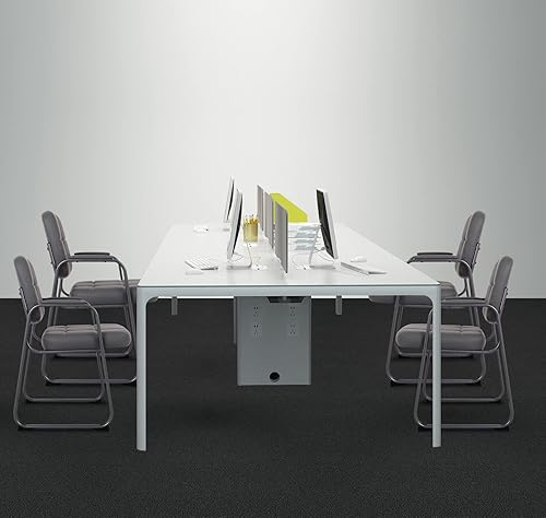 Miniatura 7 de CLATINA Silla de invitados para sala de espera con reposabrazos acolchado de cuero regenerado para oficina, recepción y escritorio de conferencias,