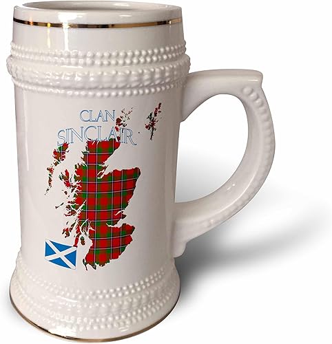 3dRose Outline of Scotland with the Sinclair clan family tartan. - 22oz Stein Mug (stn-380168-1)