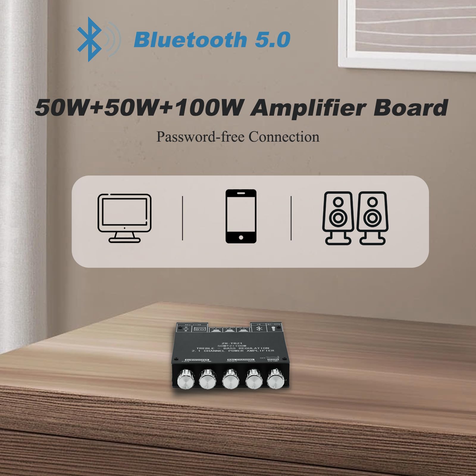 Amazon.com: 50W+50W+100W Amplifier Board with Treble and Bass