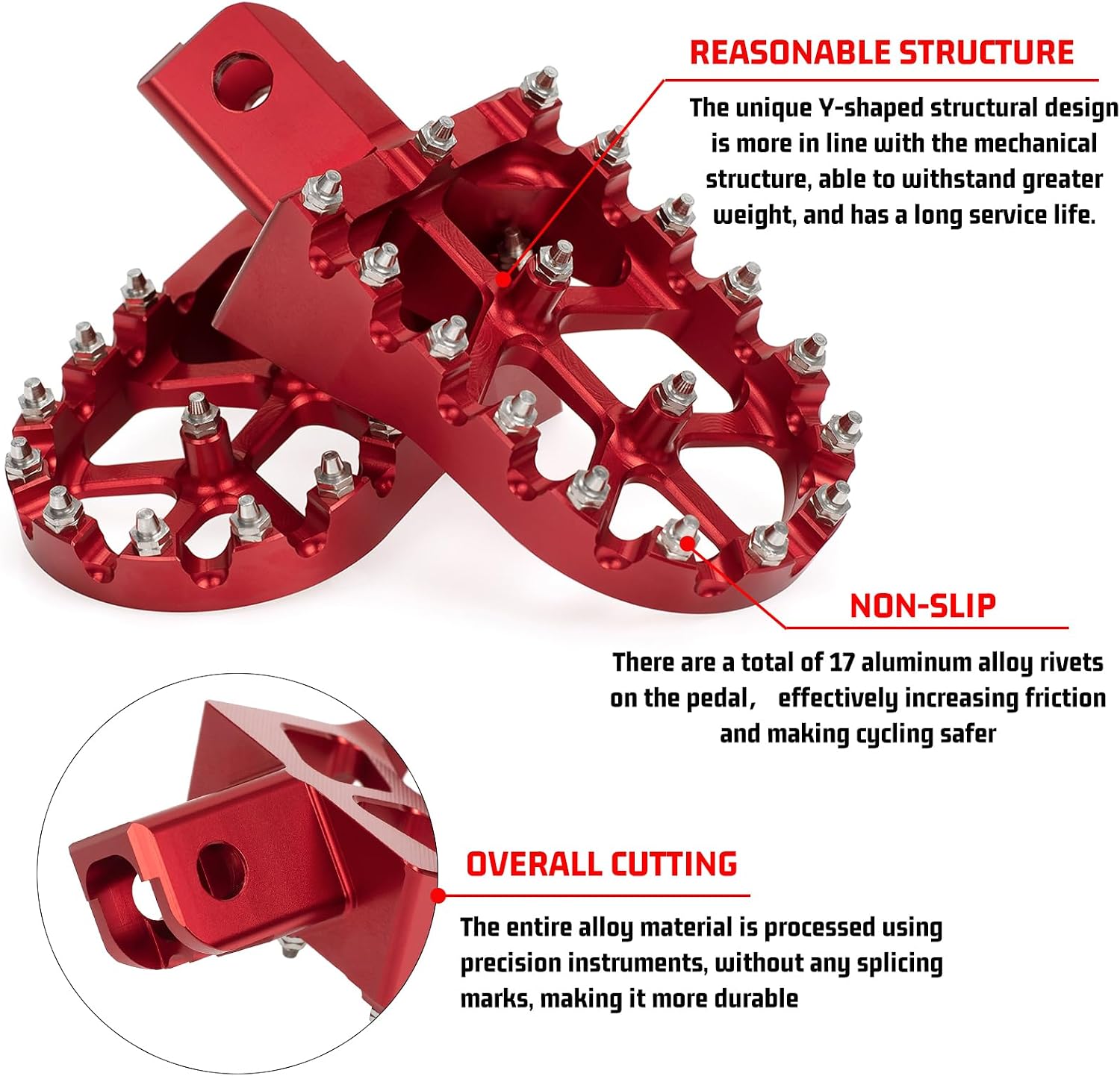 XINGWU Dirt Bike Footpegs Wide Foot Pedals CNC for CRF50 CRF70 CRF110 XR50 XR70 XR110 SSR CT200U KAYO SDG Pit Bike 50cc 70cc 80cc 90cc 100cc 110cc 125cc 150cc Mini Bike Foot Pegs Footrest Red