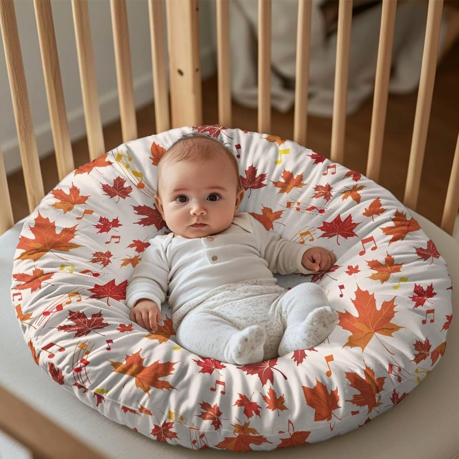 2 Pack Fall Maple Leaf Newborn Lounger Cover Soft Baby Lounger Slipcover Protective Cover for Infant Lounger Pillow for Home Travel for Baby Boys Girls Playing Sleeping