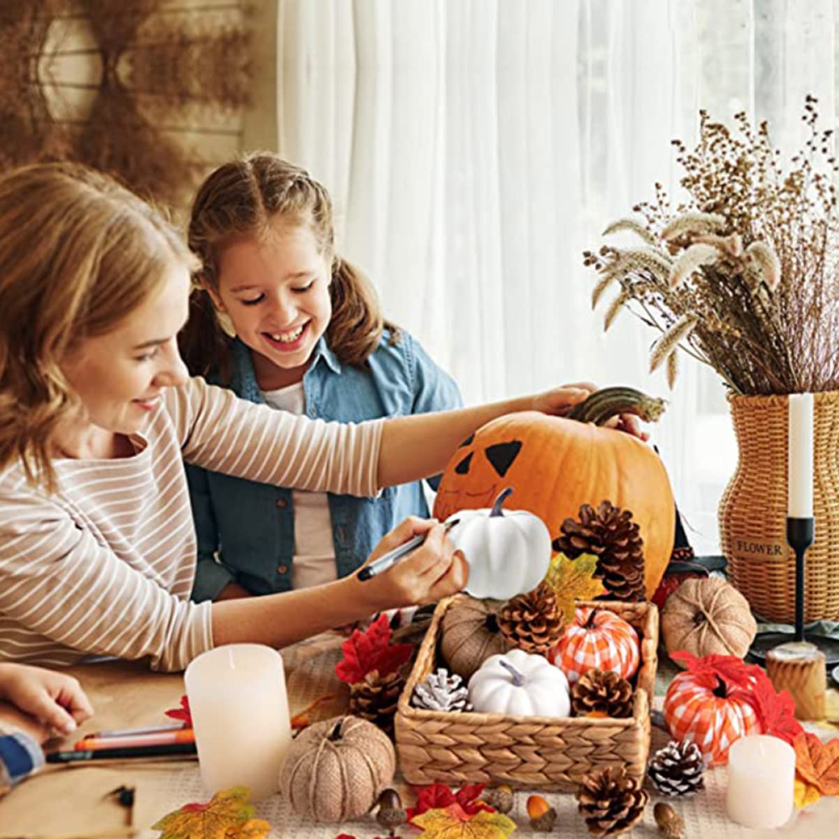 24stücke Teiliges Künstlicher Kürbisse Herbst Und Halloween-Dekoration Vielseitig Einsetzbar Für Festlichkeiten Rustikale Akzente Für Zuhause Schule Und Garten